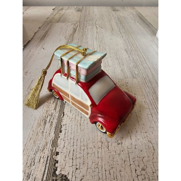 Lenox lit car porcelain skis ornament skier new Xmas tree - Picture 5 of 8